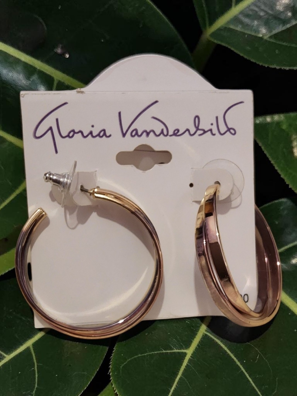 Gloria Vanderbilt Two-Tone Gold Hoop Earrings